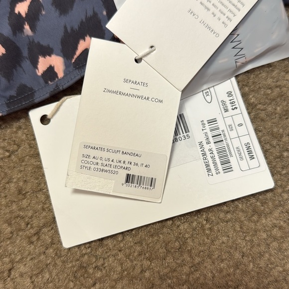 Zimmermann Sculpt Bandeau Slate Leopard Bikini Top - Picture 4 of 6